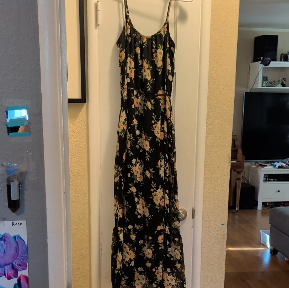 Old Navy Black Floral Maxi Dress